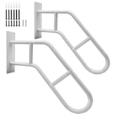 White wall mounted metal stair handrail for outdoor steps and porch
