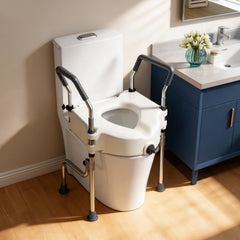 Adjustable 4.5" Raised Toilet Seat with Arms and Legs