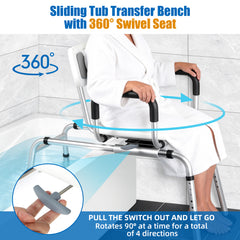 Adjustable Swivel Tub Shower And Transfer Bench
